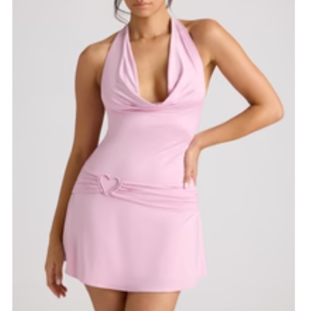Elegant Pink Halter Dress